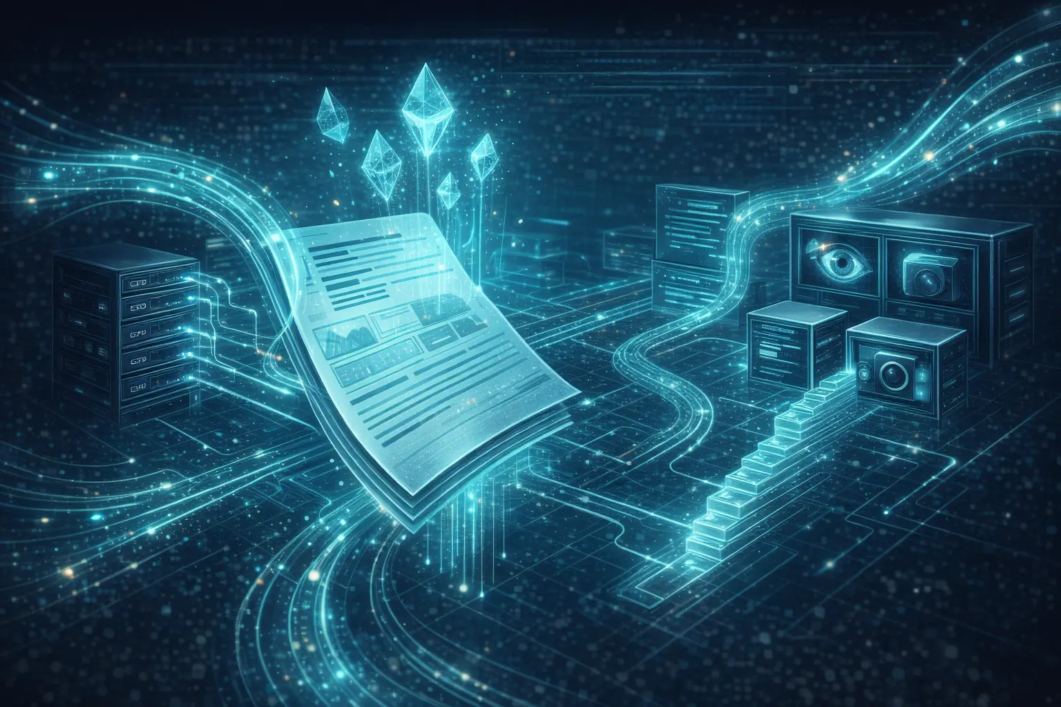 Kimi K2.6 Hugging Face deployment illustration showing model shards, GPU servers, and inference engine logos in a clean technical workspace