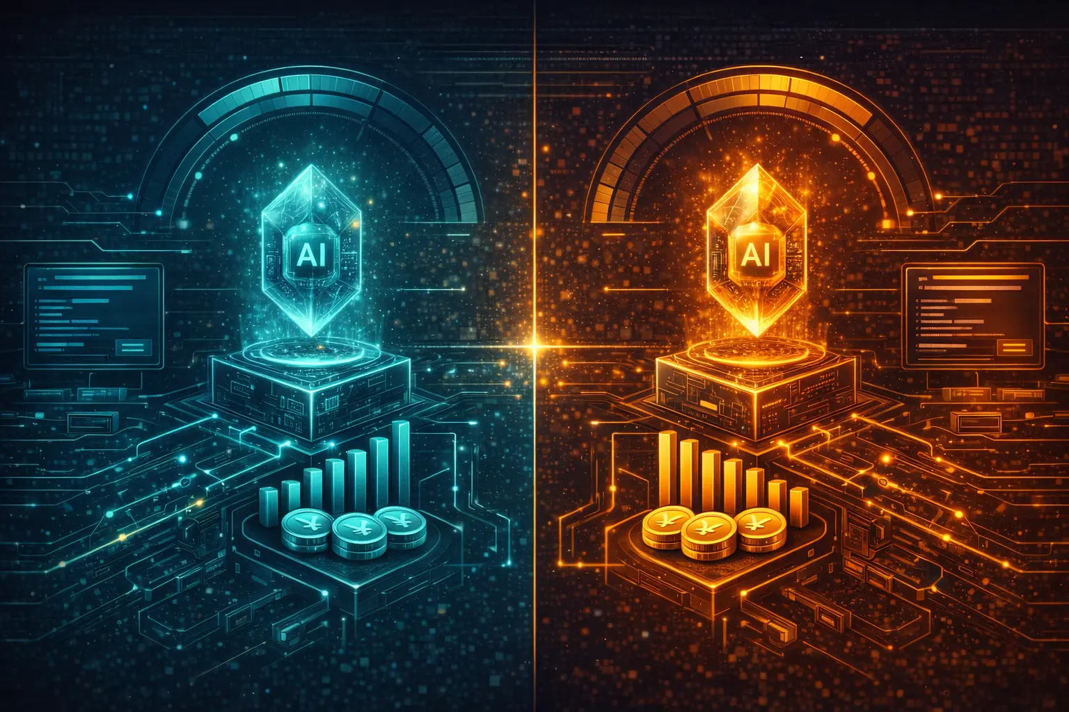 Side-by-side comparison illustration of Kimi K2.6 and GLM-5.1 with benchmark panels, context window graphics, and coding workflow visuals