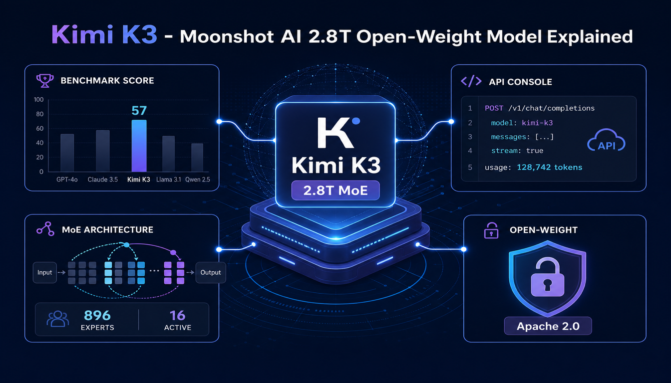 Kimi K3: Moonshot AIs 2,8T Open-Weight-Modell erklärt