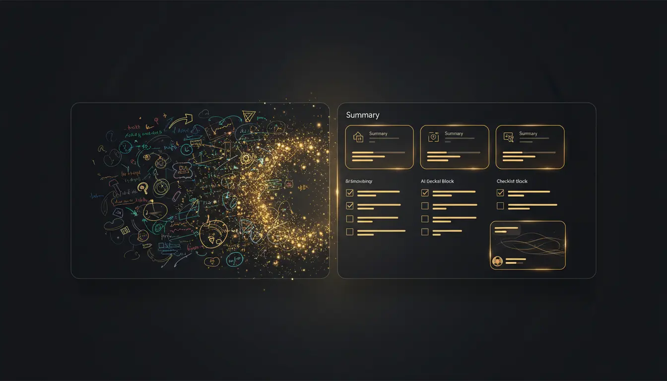 Structured AI output illustration with notes and summaries